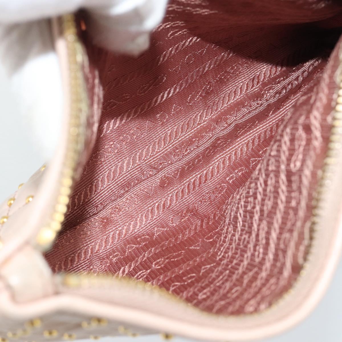 PRADA Clutch Bag Leather Pink Gold Auth 186026A