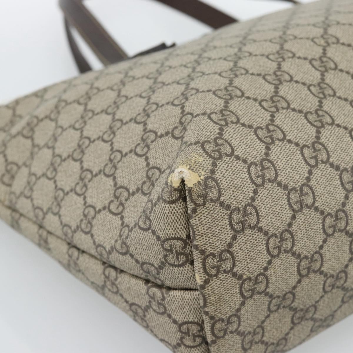 GUCCI GG Supreme Tote Bag PVC Beige 211137 Auth 186032