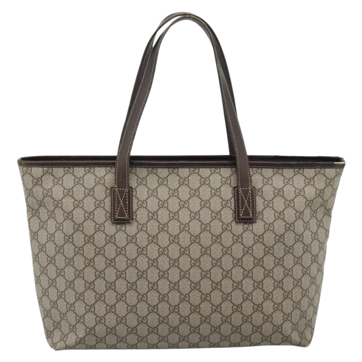 GUCCI GG Supreme Tote Bag PVC Beige 211137 Auth 186032