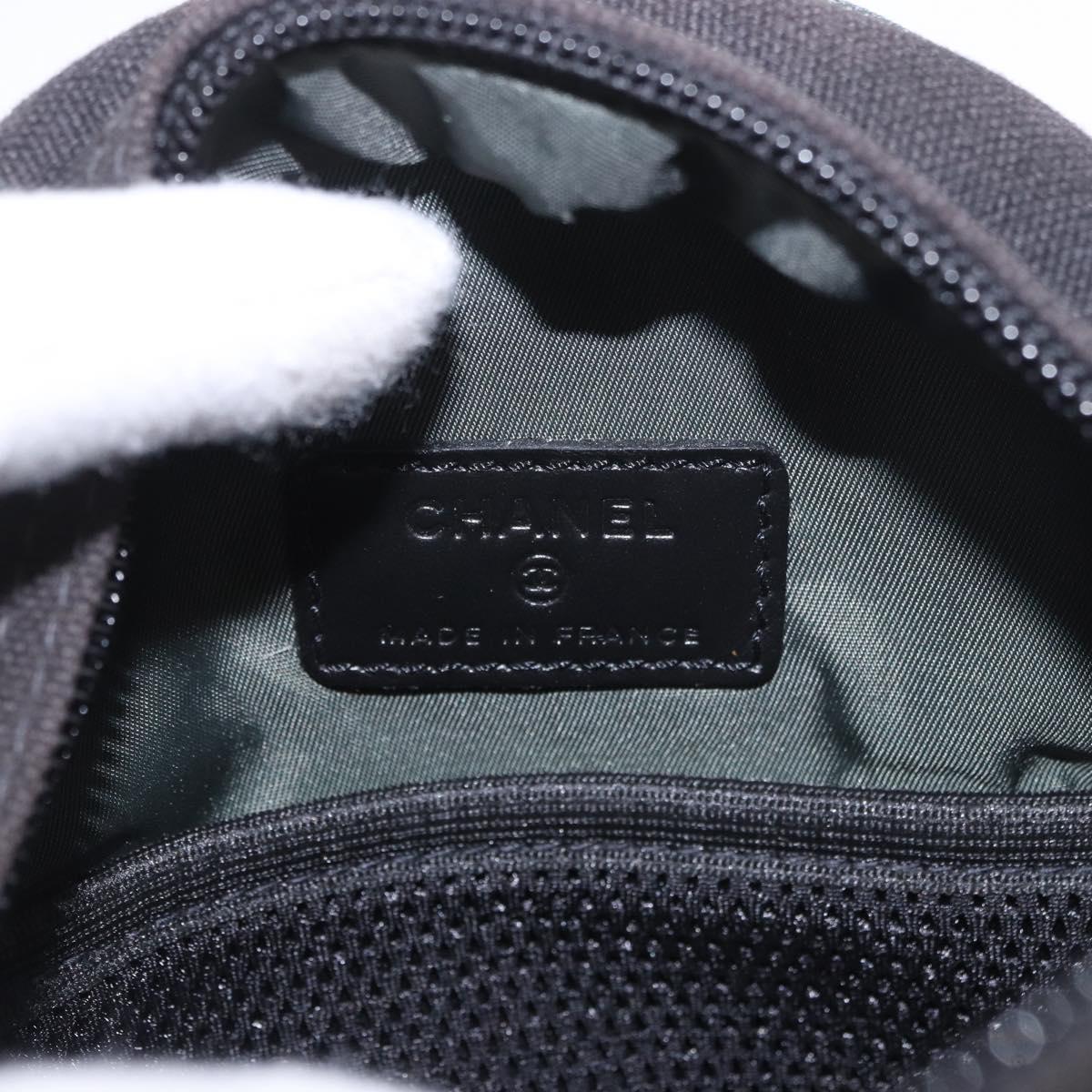 CHANEL Sports Line Shoulder Bag Canvas Black Silver CC Auth 186034A