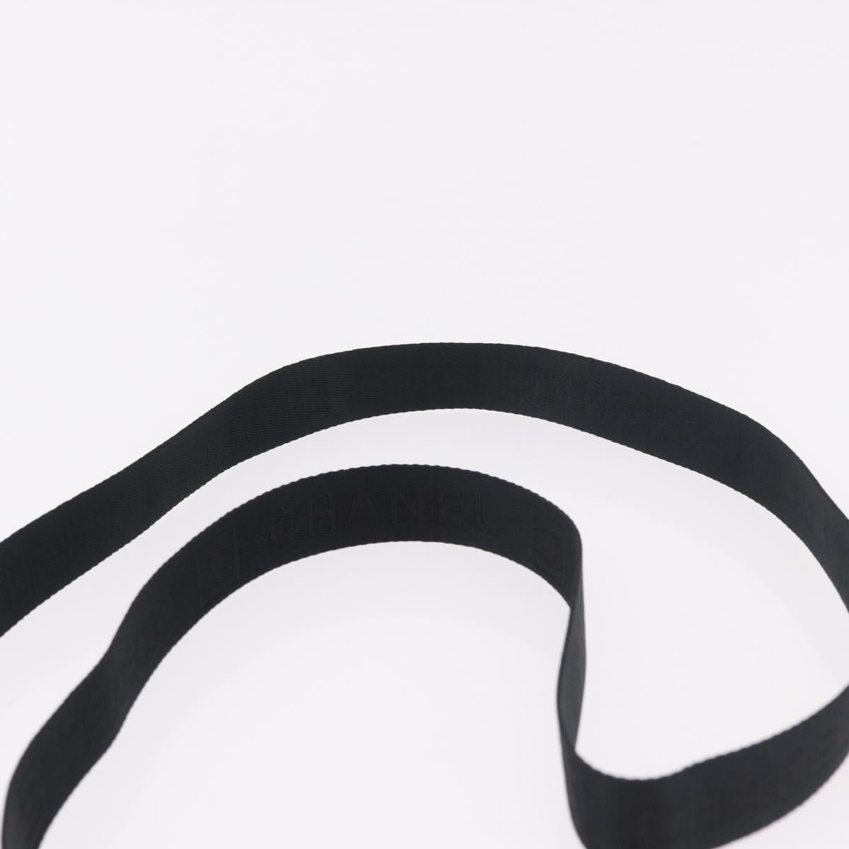CHANEL Sports Line Shoulder Bag Canvas Black Silver CC Auth 186034A