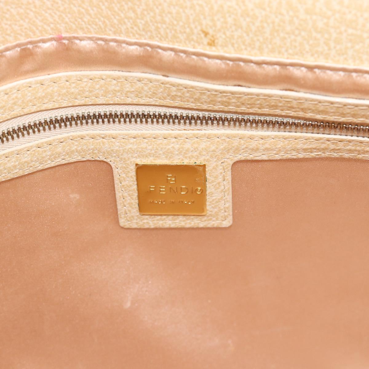 FENDI Mamma Baguette Shoulder Bag Leather Ivory Gold Auth 186036SAM