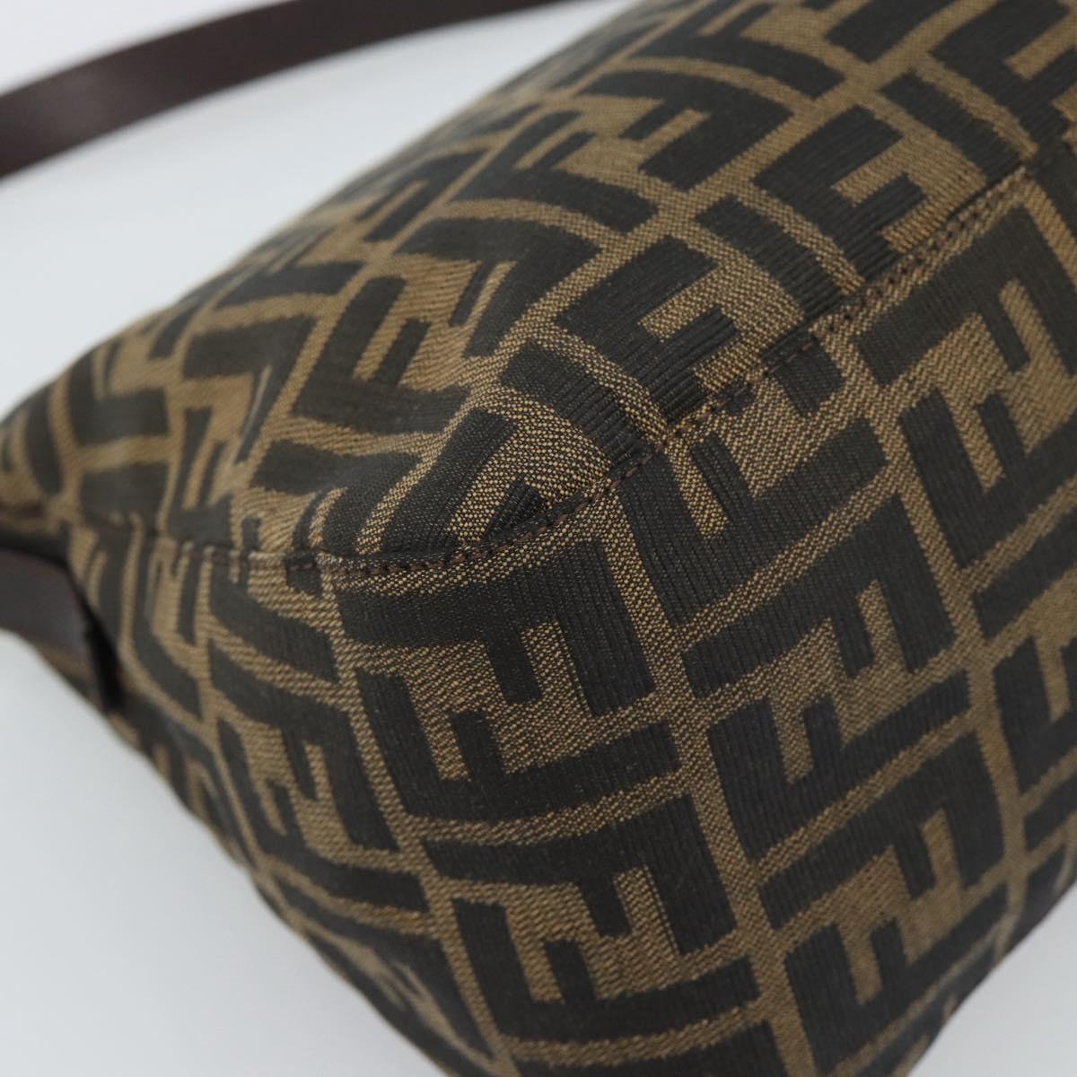 FENDI Zucca Canvas Mamma Baguette Shoulder Bag Black Brown Auth 186037SAM