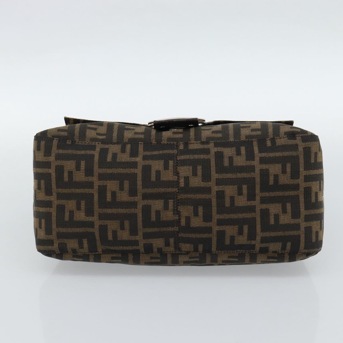 FENDI Zucca Canvas Mamma Baguette Shoulder Bag Black Brown Auth 186037SAM