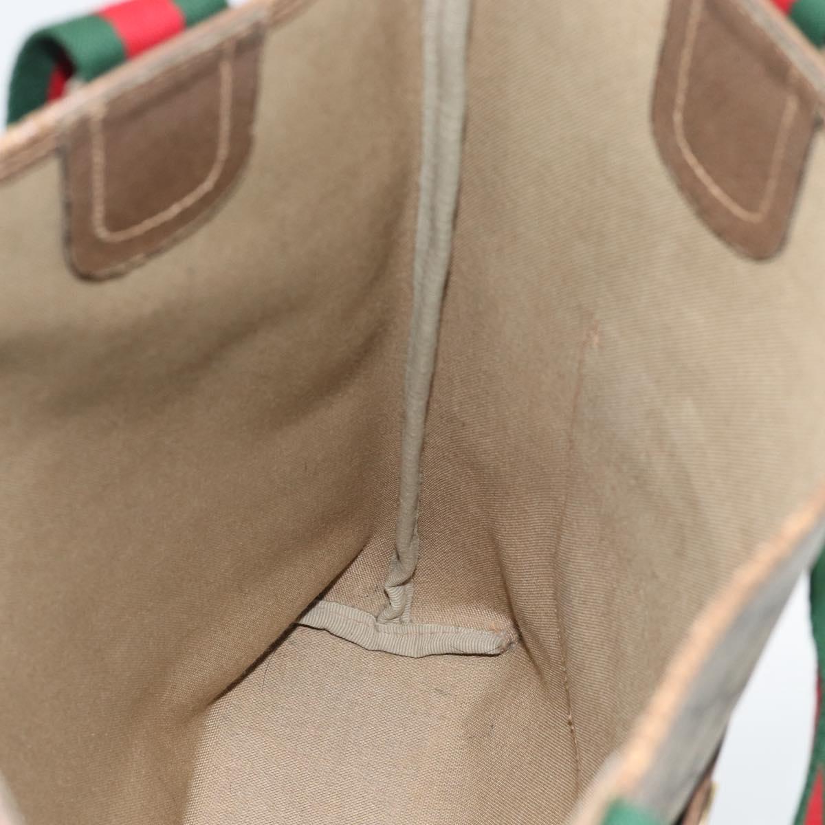 GUCCI GG Supreme Web Sherry Line Tote Bag PVC Beige 39 02 003 Auth 186038
