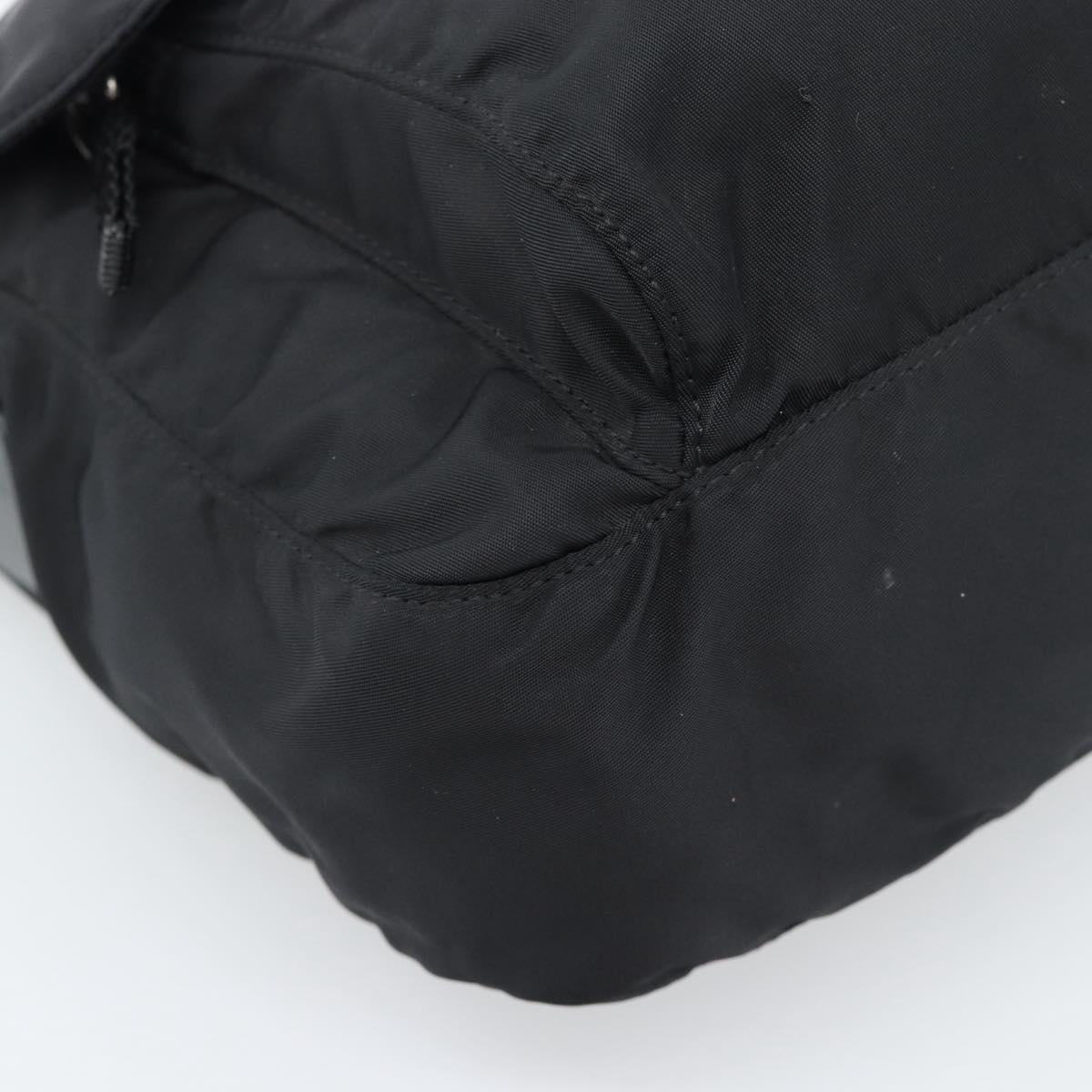 PRADA Shoulder Bag Nylon Black Silver Auth 186039A