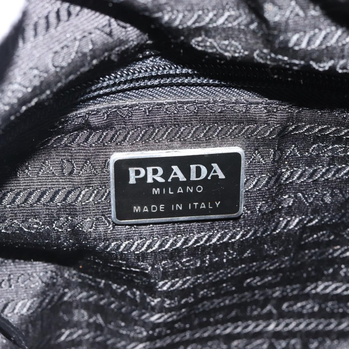 PRADA Shoulder Bag Nylon Black Silver Auth 186039A