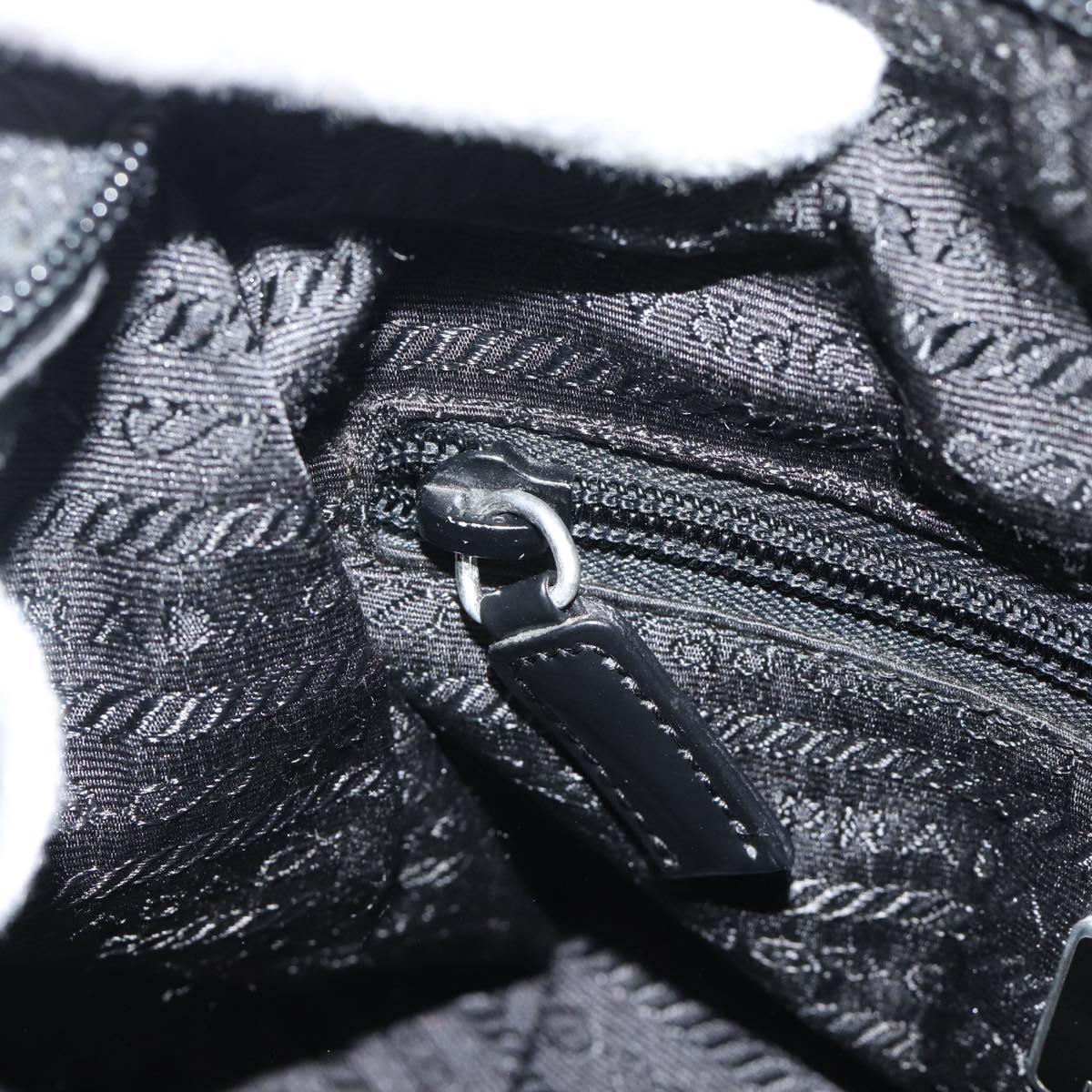 PRADA Shoulder Bag Nylon Black Silver Auth 186039A