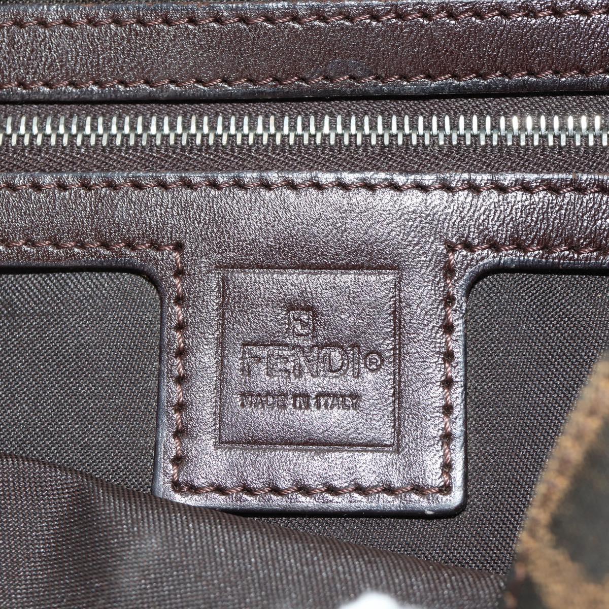 FENDI Zucca Canvas Mamma Baguette Shoulder Bag Black Brown Auth 186044SAM