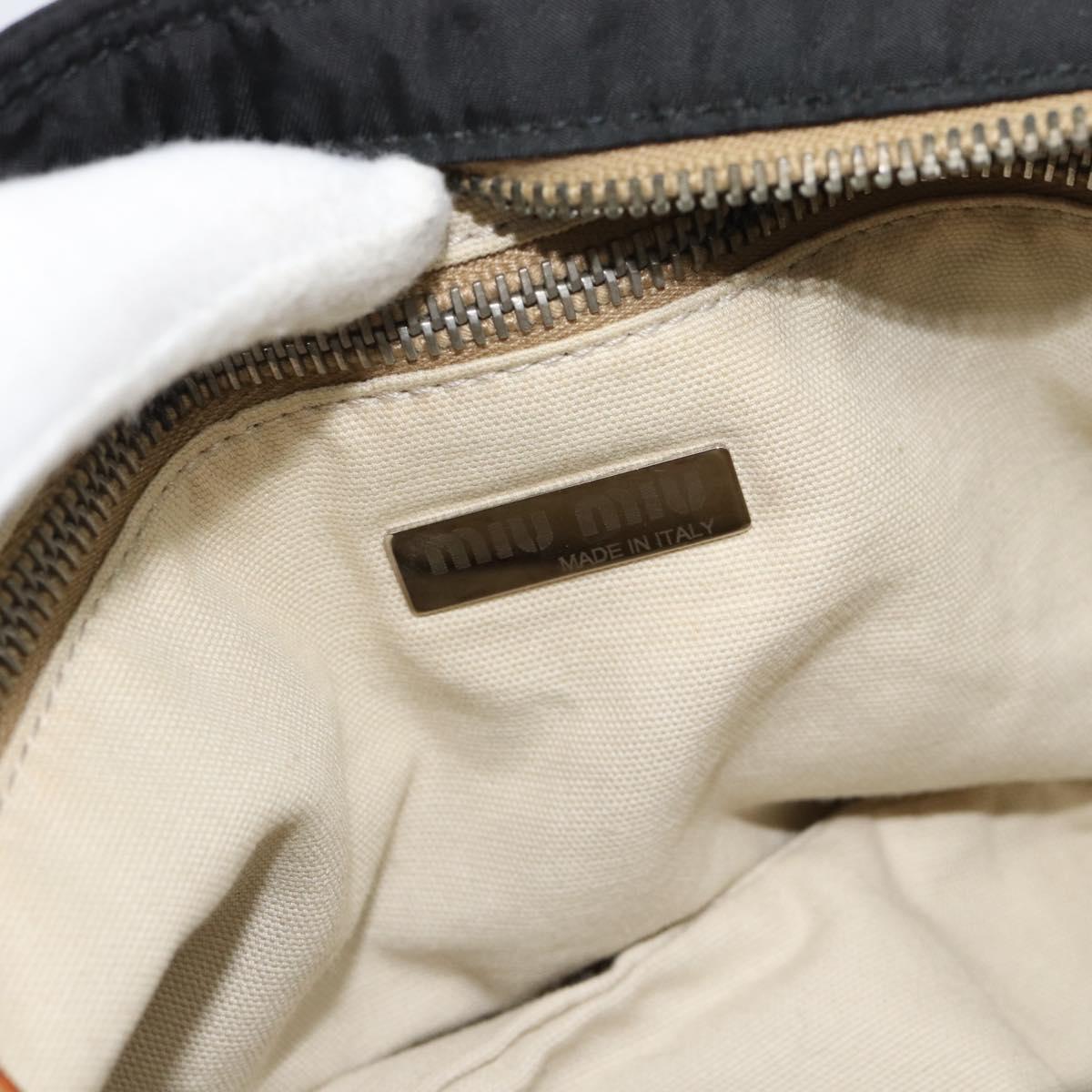 Miu Miu Shoulder Bag Nylon Black Silver Auth 186046A