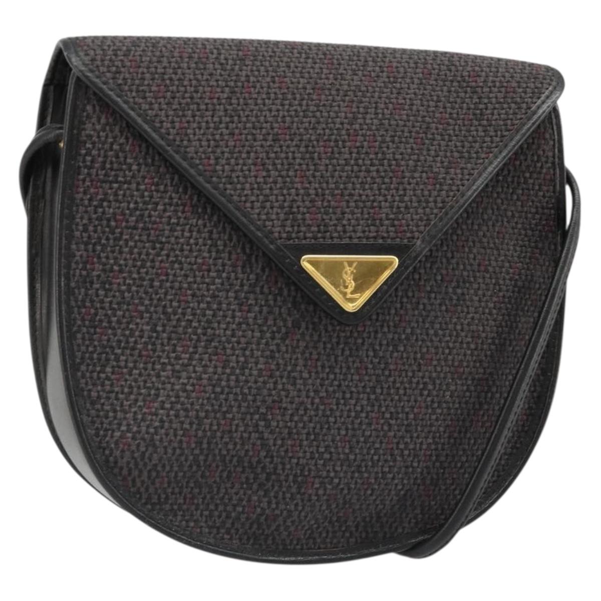 SAINT LAURENT Shoulder Bag PVC Canvas Purple Gold Auth 186047A