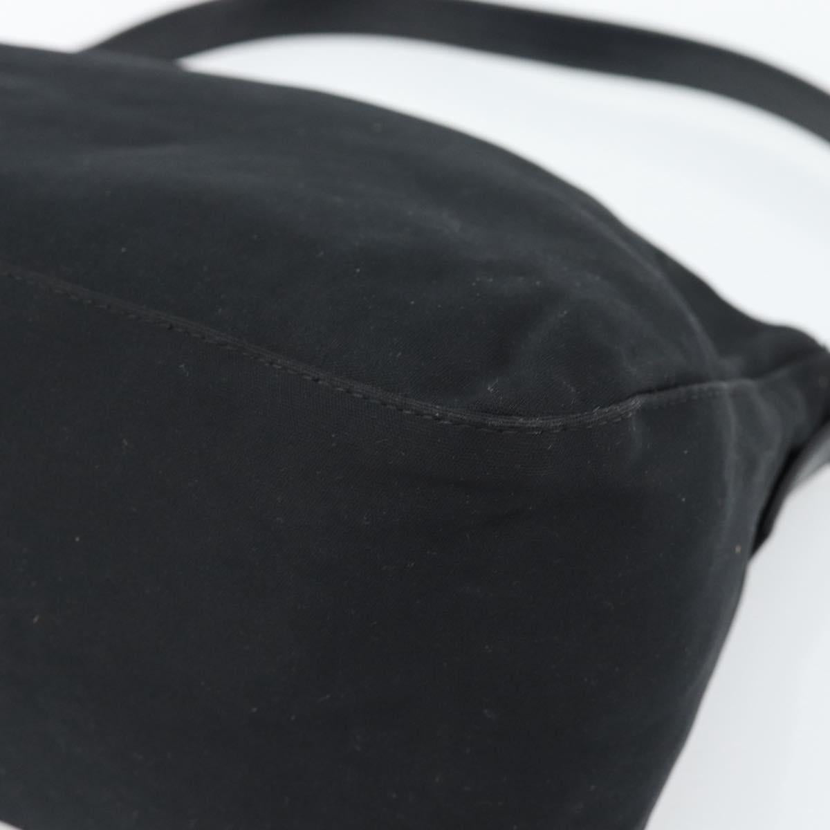 FENDI Mamma Baguette Shoulder Bag Cotton jersey Black Silver Auth 186048