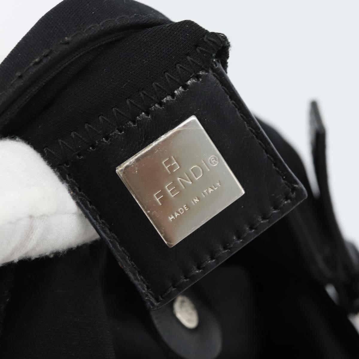 FENDI Mamma Baguette Shoulder Bag Cotton jersey Black Silver Auth 186048