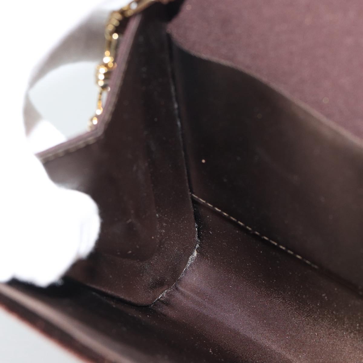 GUCCI Chain Shoulder Bag Velor Brown Gold Auth 186050A