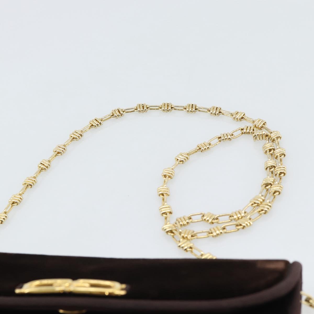 GUCCI Chain Shoulder Bag Velor Brown Gold Auth 186050A