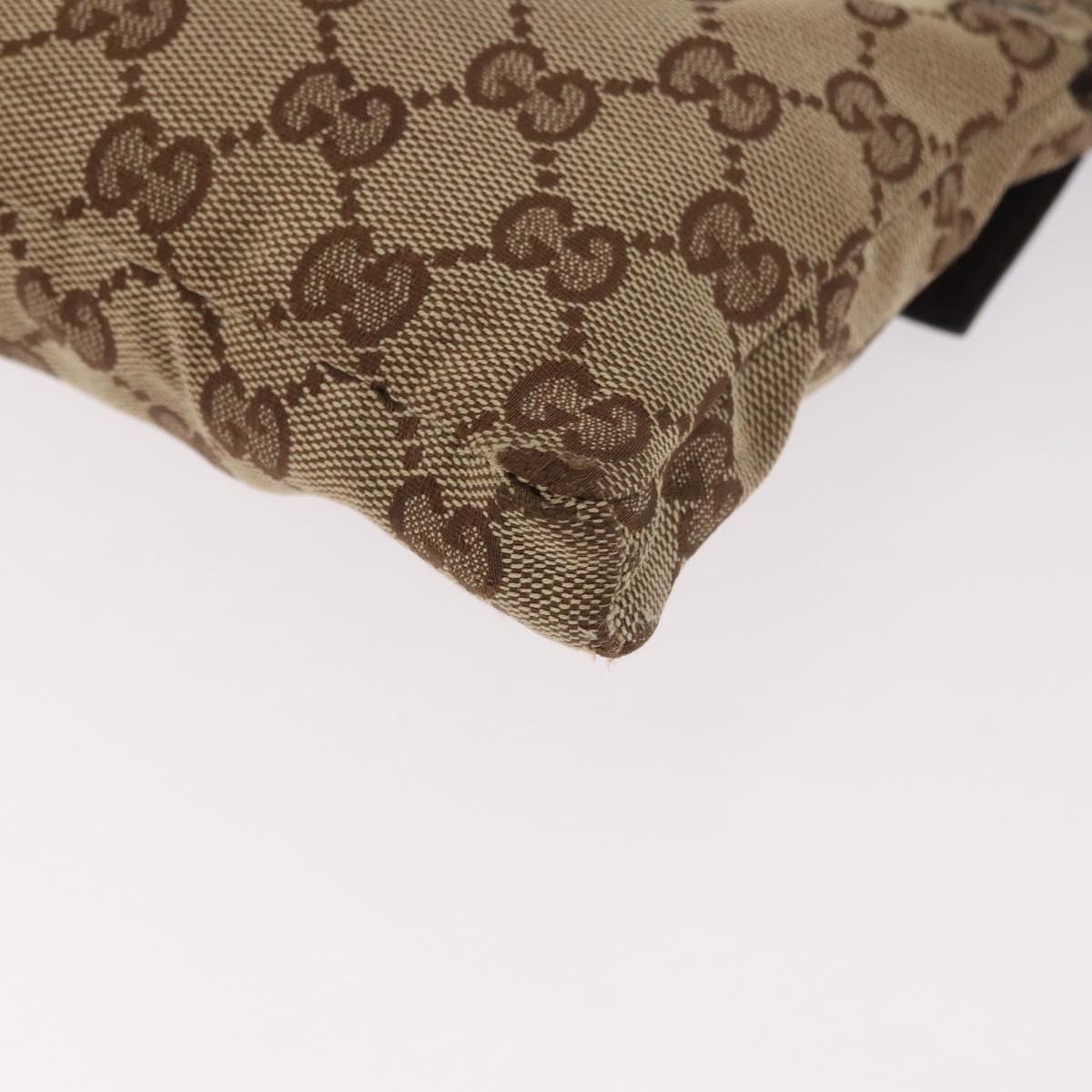 GUCCI GG Canvas Waist bag Beige Silver 28566 Auth 186052
