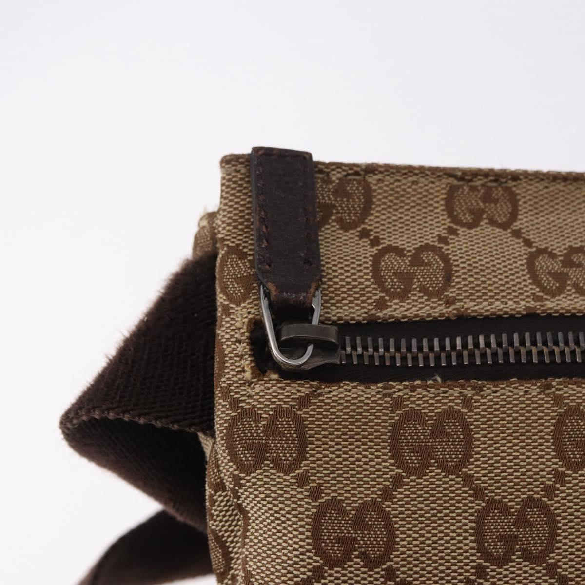 GUCCI GG Canvas Waist bag Beige Silver 28566 Auth 186052