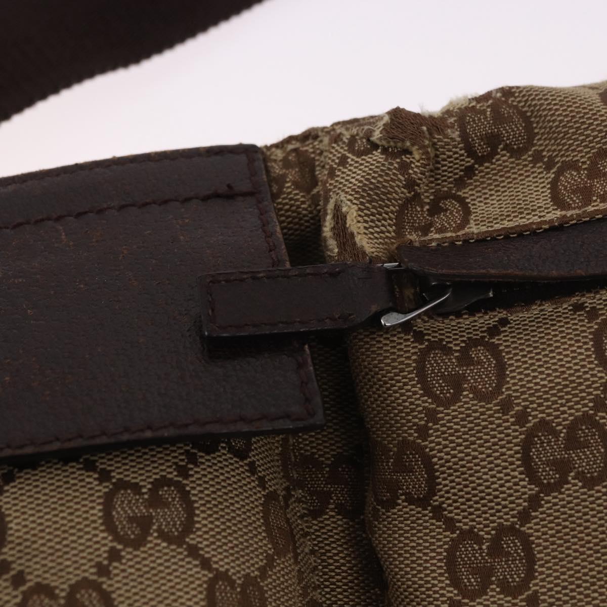 GUCCI GG Canvas Waist bag Beige Silver 28566 Auth 186052