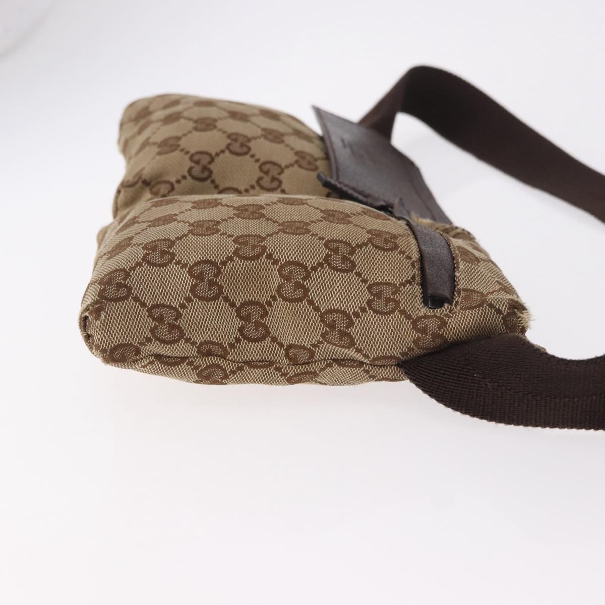 GUCCI GG Canvas Waist bag Beige Silver 28566 Auth 186052
