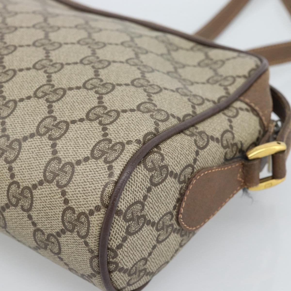 GUCCI GG Supreme Web Sherry Line Shoulder Bag PVC Beige Gold Auth 186057