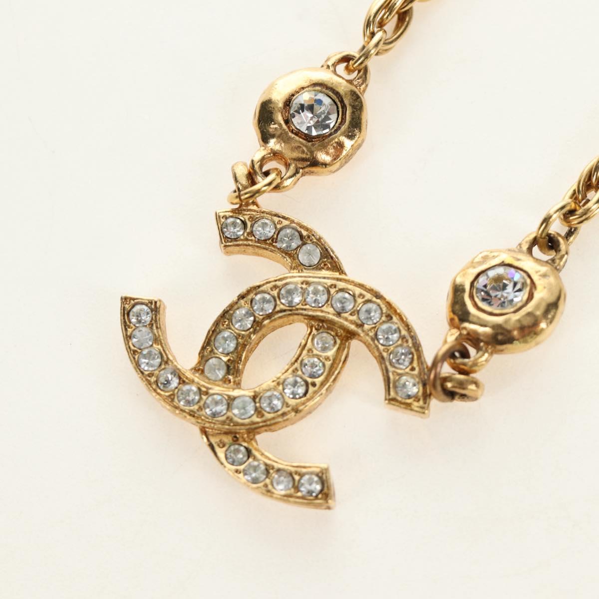 CHANEL COCO Mark Necklace metal Gold Tone CC Auth 186060M