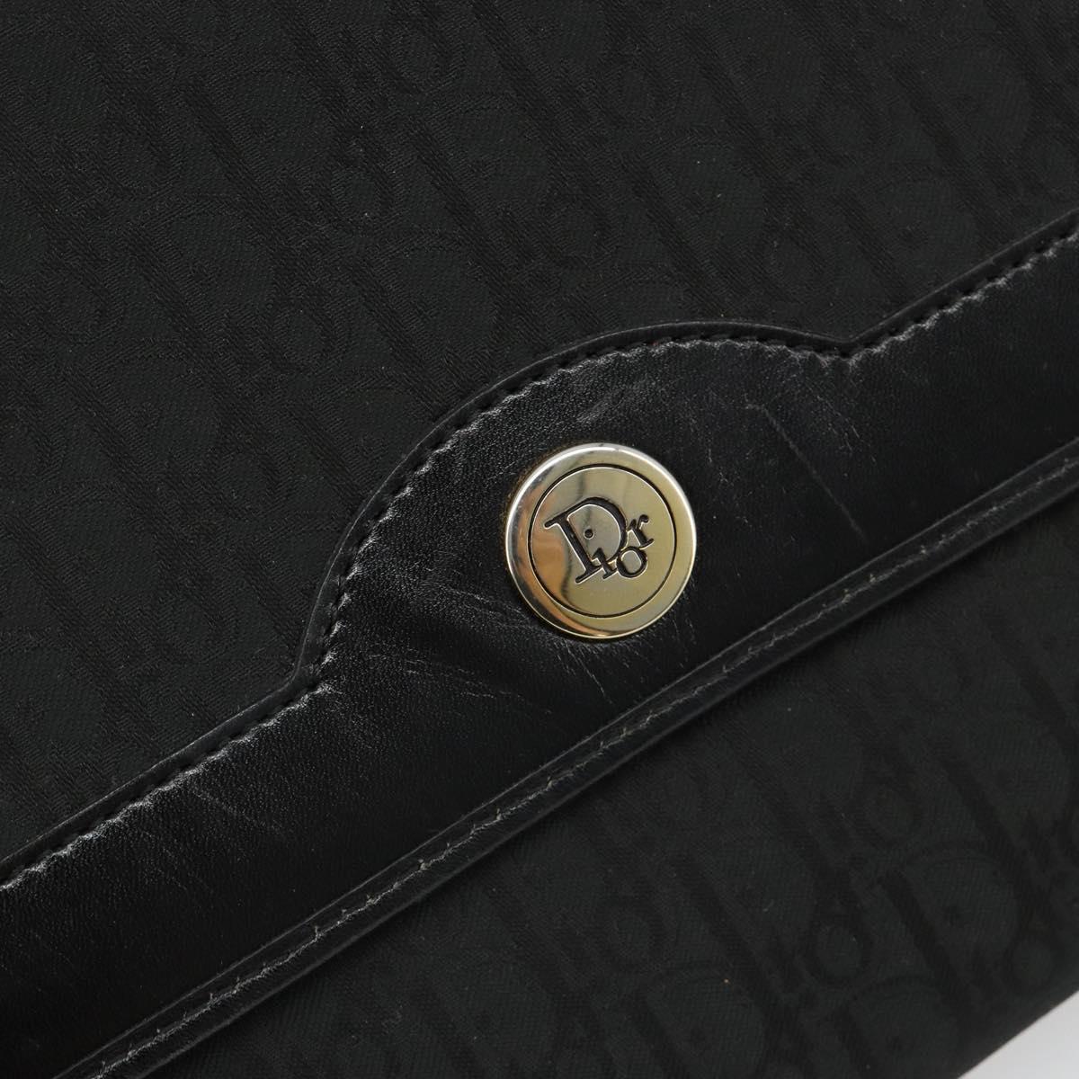Christian Dior Trotter Canvas Chain Shoulder Bag Black Gold Auth 186061A