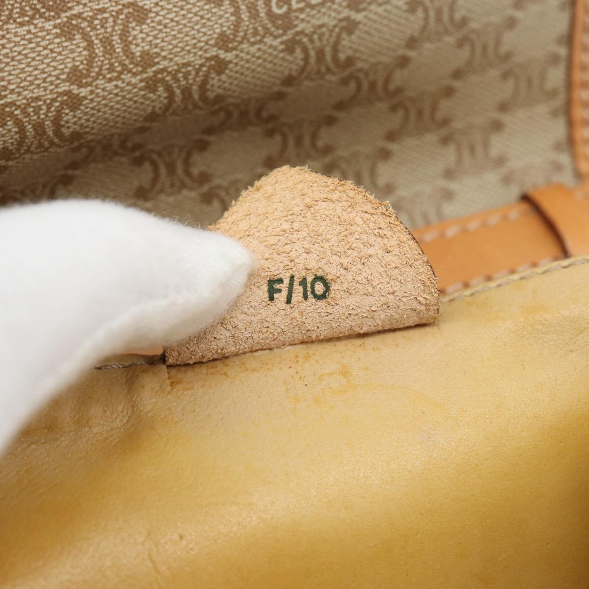 CELINE Macadam Canvas Shoulder Bag PVC Beige Gold Auth 186062A