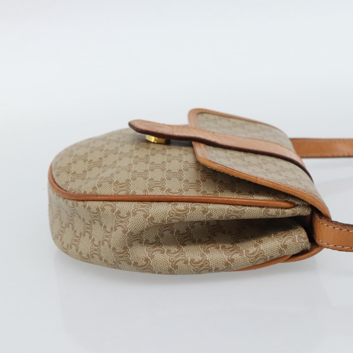 CELINE Macadam Canvas Shoulder Bag PVC Beige Gold Auth 186062A