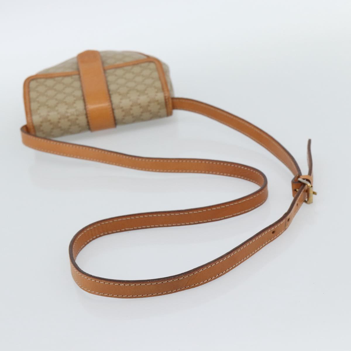 CELINE Macadam Canvas Shoulder Bag PVC Beige Gold Auth 186062A
