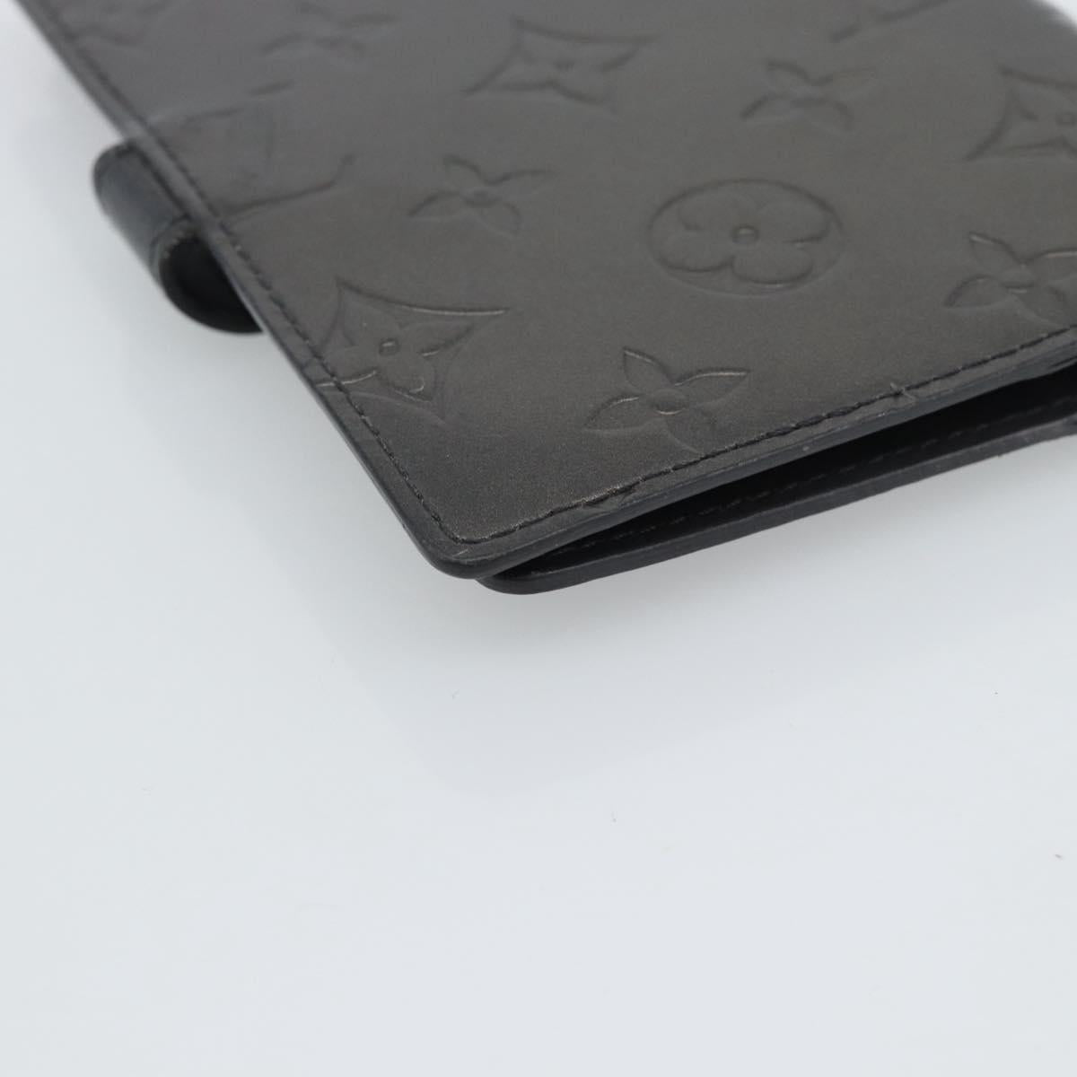 LOUIS VUITTON Monogram Mat Agenda PM Planner Cover Black R20932 LV Auth 186063A