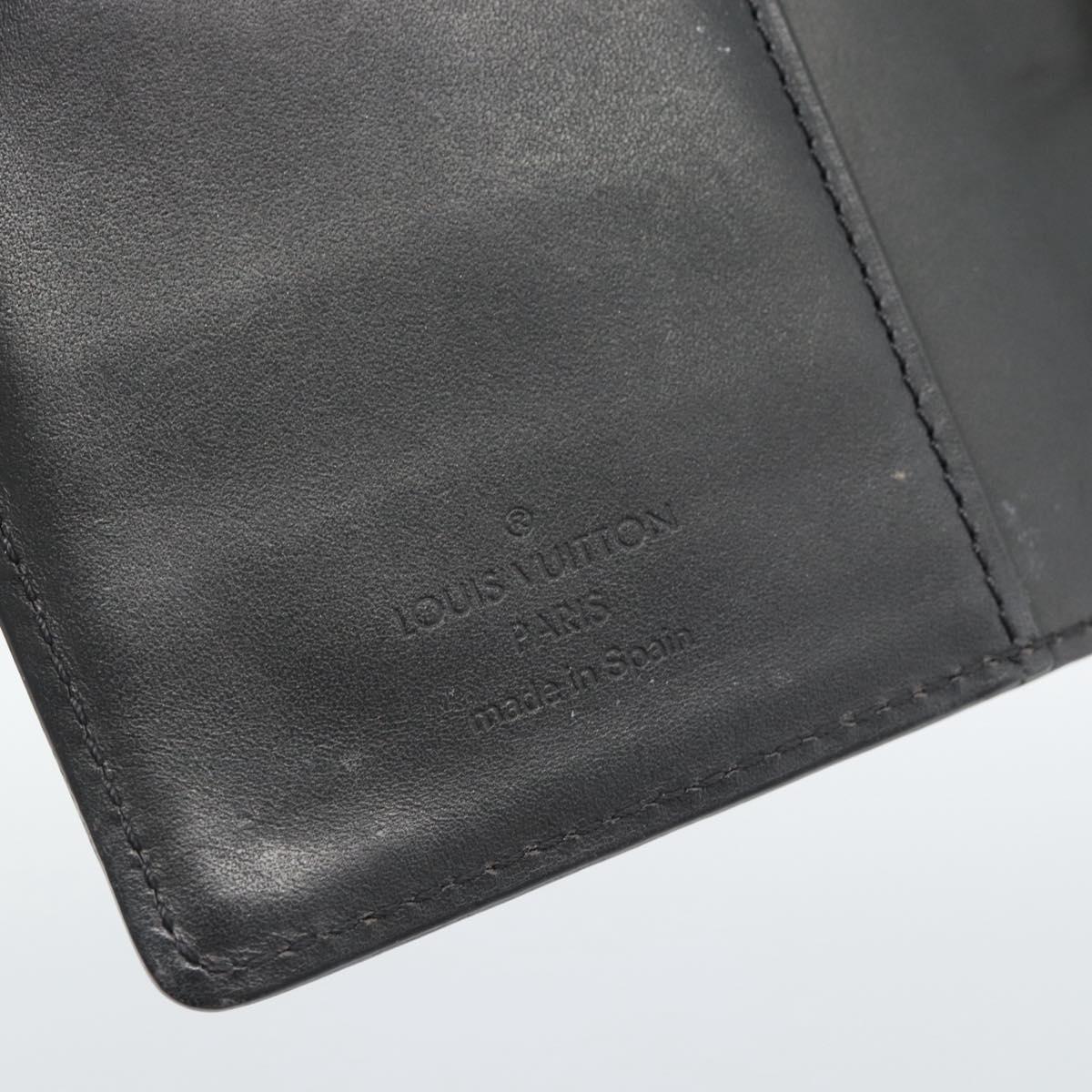 LOUIS VUITTON Monogram Mat Agenda PM Planner Cover Black R20932 LV Auth 186063A