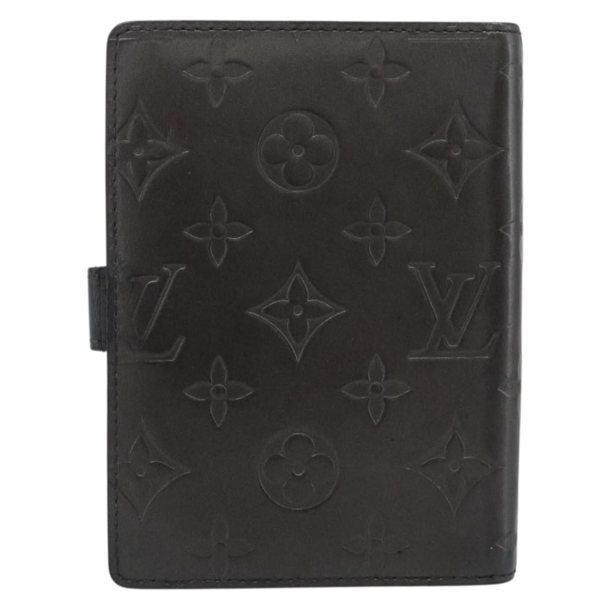 LOUIS VUITTON Monogram Mat Agenda PM Planner Cover Black R20932 LV Auth 186063A