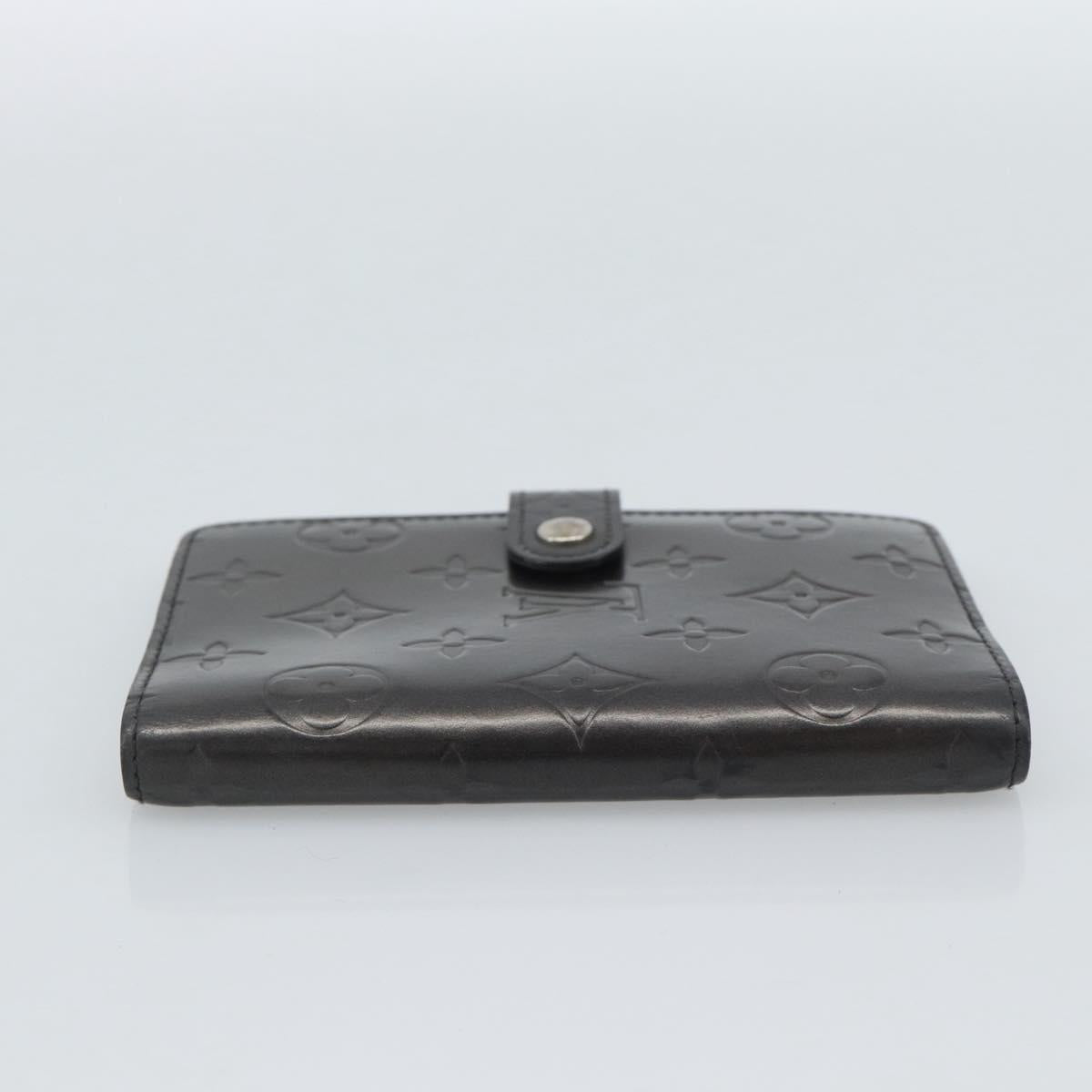 LOUIS VUITTON Monogram Mat Agenda PM Planner Cover Black R20932 LV Auth 186063A