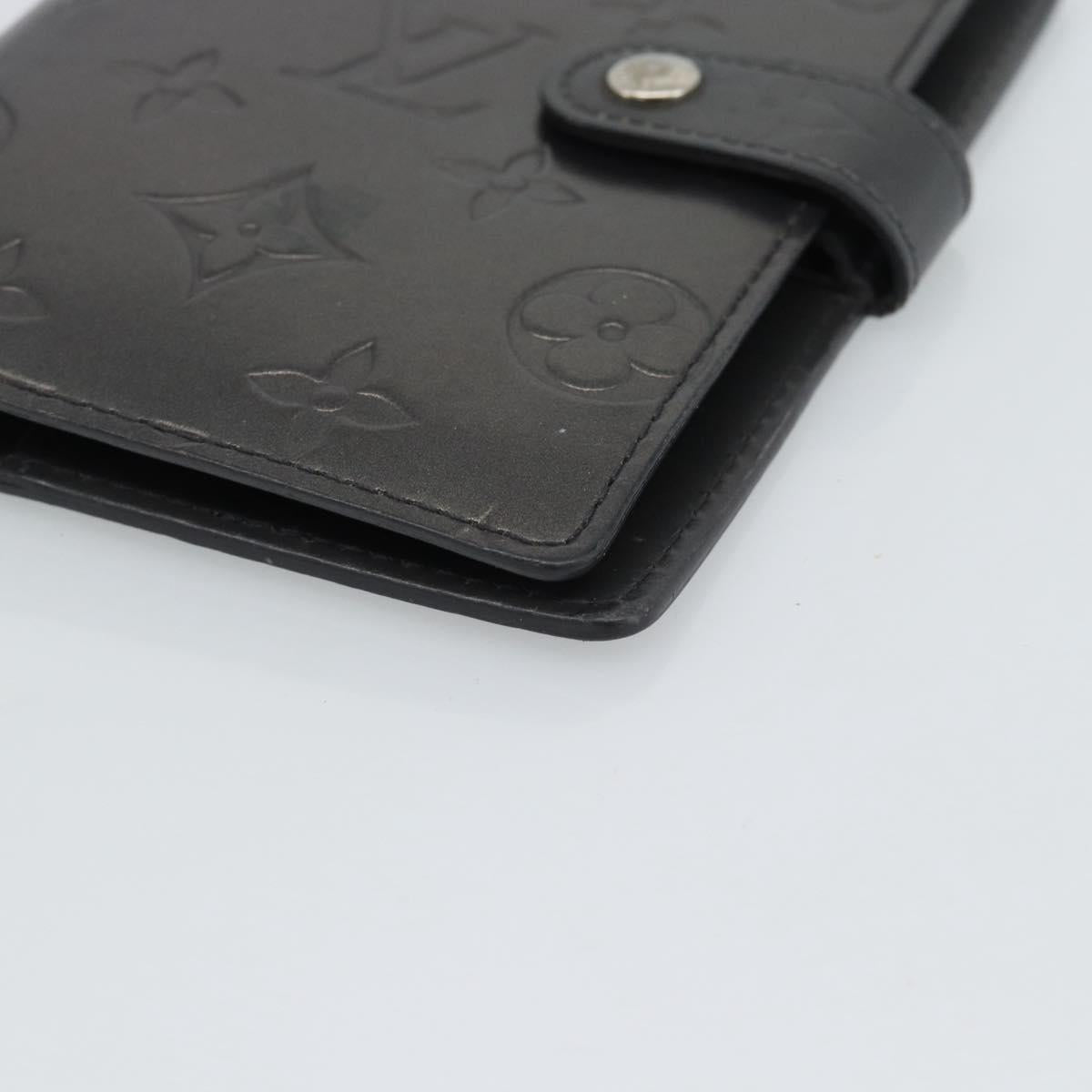 LOUIS VUITTON Monogram Mat Agenda PM Planner Cover Black R20932 LV Auth 186063A