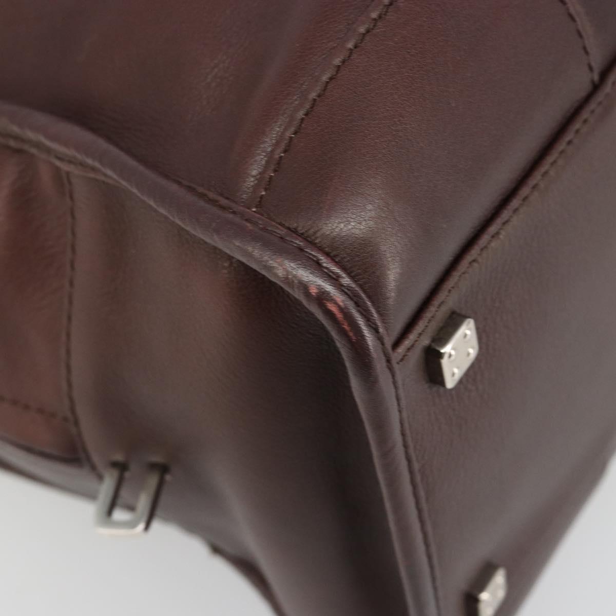 LOEWE Amazona 36 Hand Bag Leather Brown Silver Auth 186080V