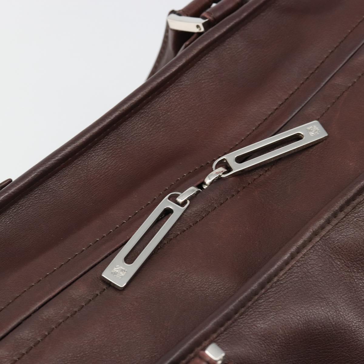 LOEWE Amazona 36 Hand Bag Leather Brown Silver Auth 186080V