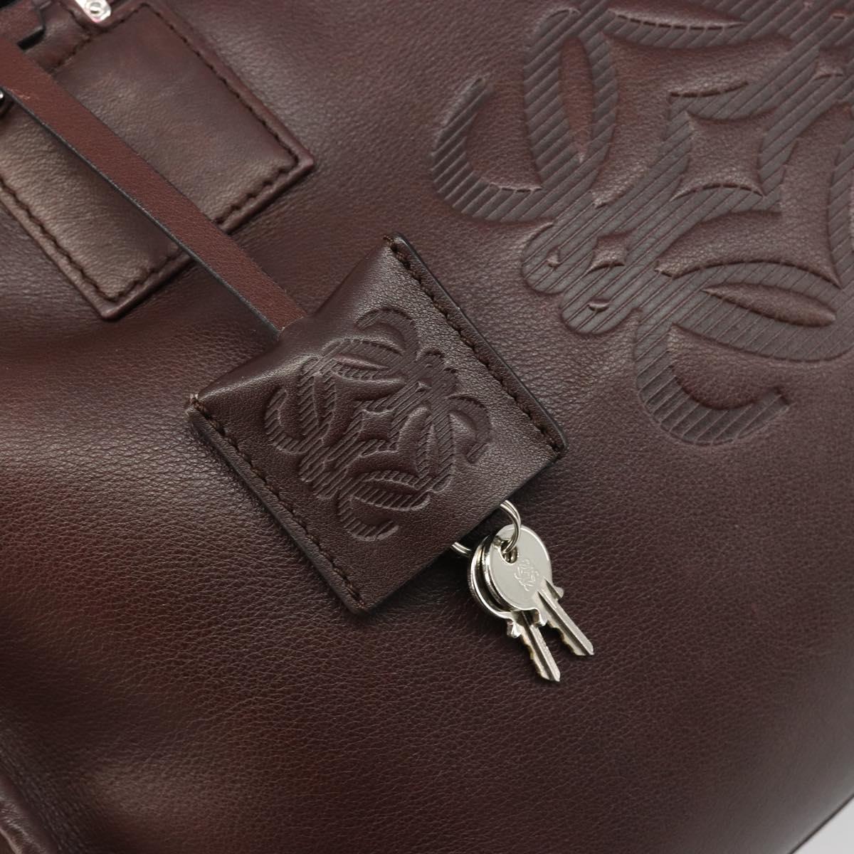 LOEWE Amazona 36 Hand Bag Leather Brown Silver Auth 186080V