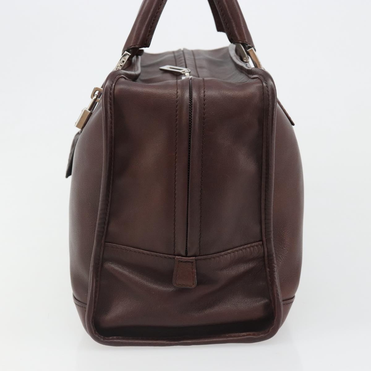 LOEWE Amazona 36 Hand Bag Leather Brown Silver Auth 186080V