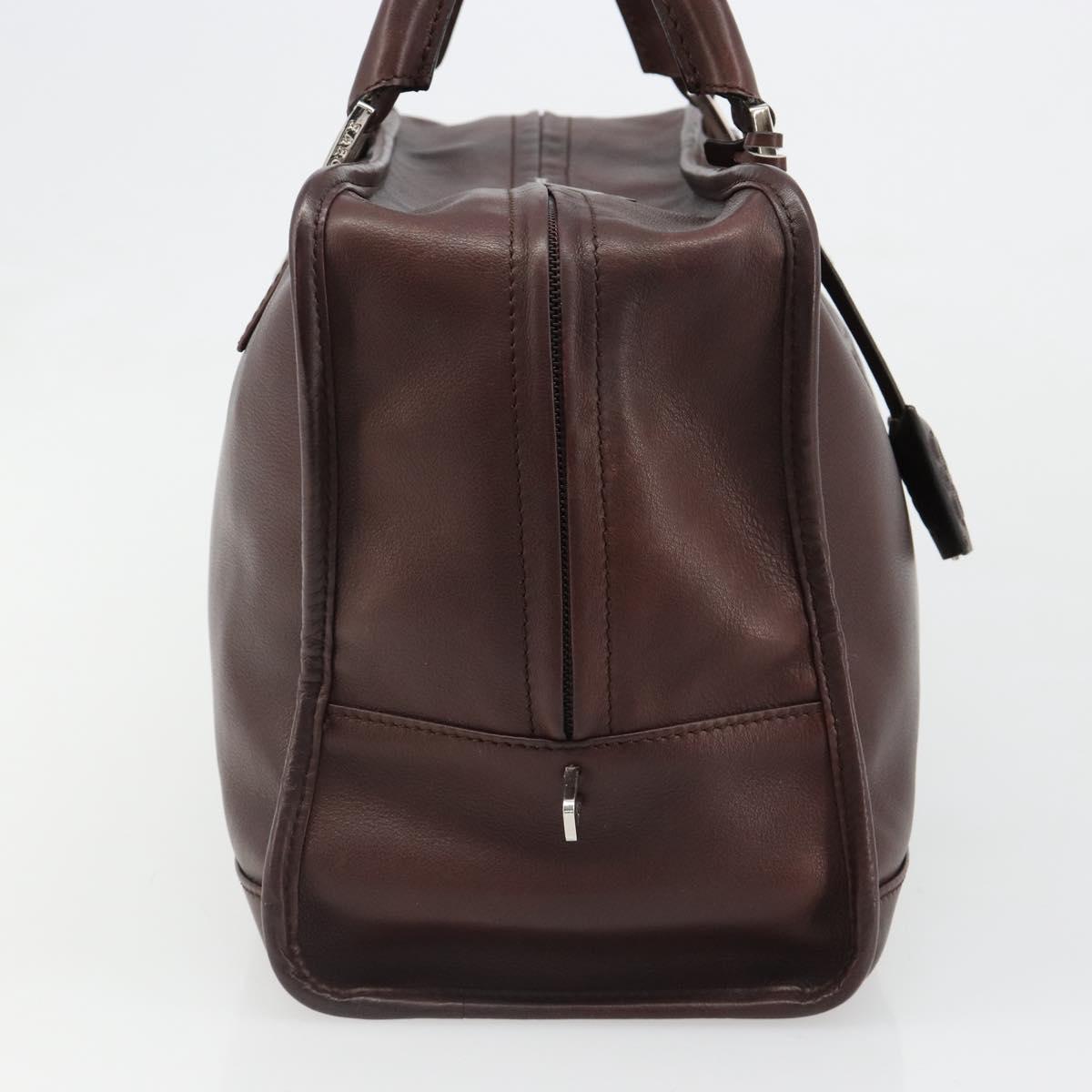 LOEWE Amazona 36 Hand Bag Leather Brown Silver Auth 186080V