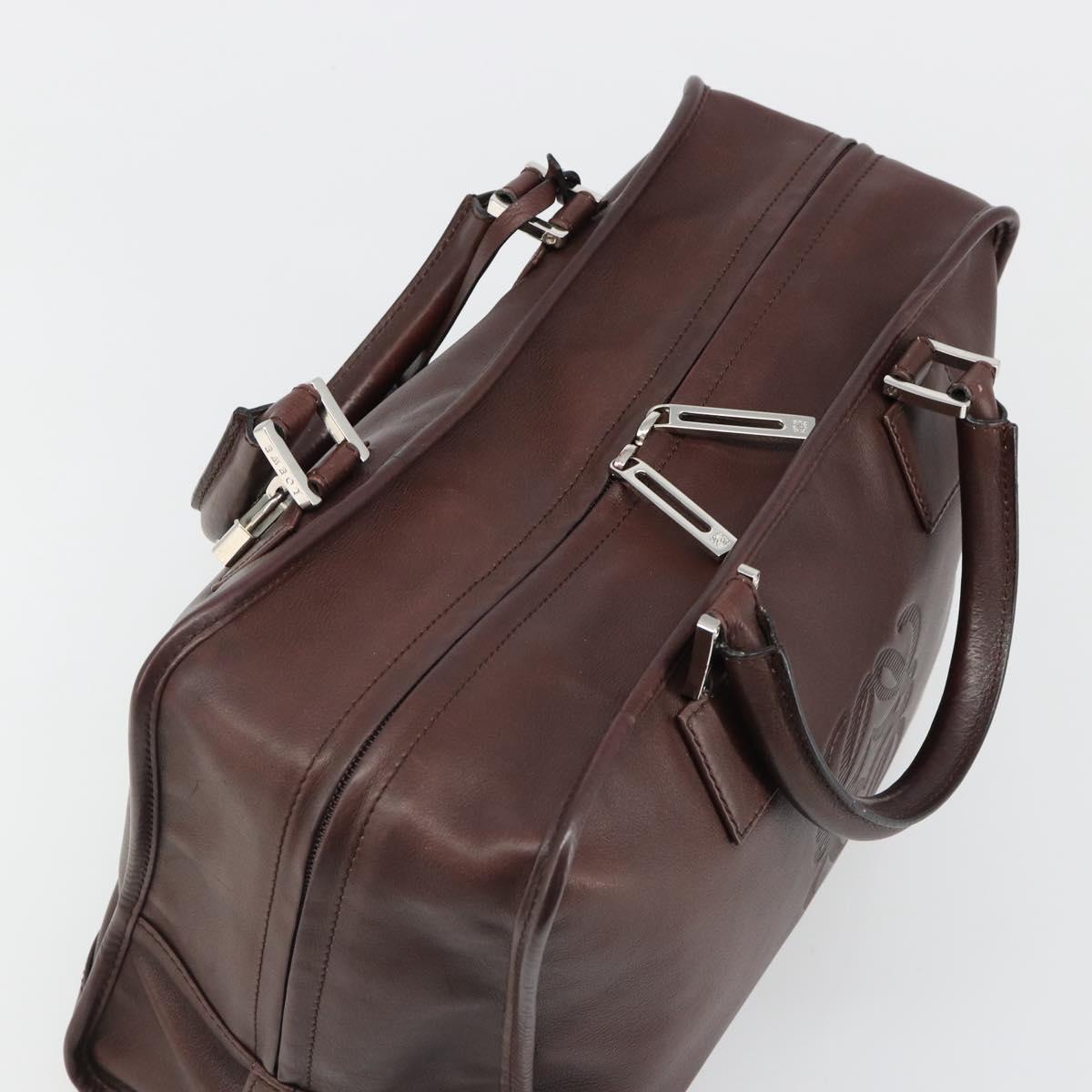LOEWE Amazona 36 Hand Bag Leather Brown Silver Auth 186080V