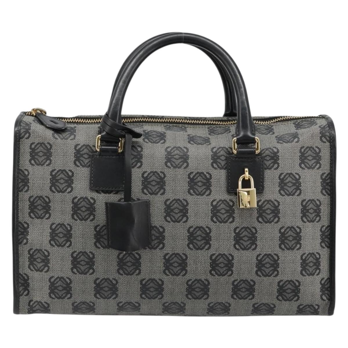 LOEWE Anagram Amazona 36 Hand Bag PVC Black Gold Auth 186081A