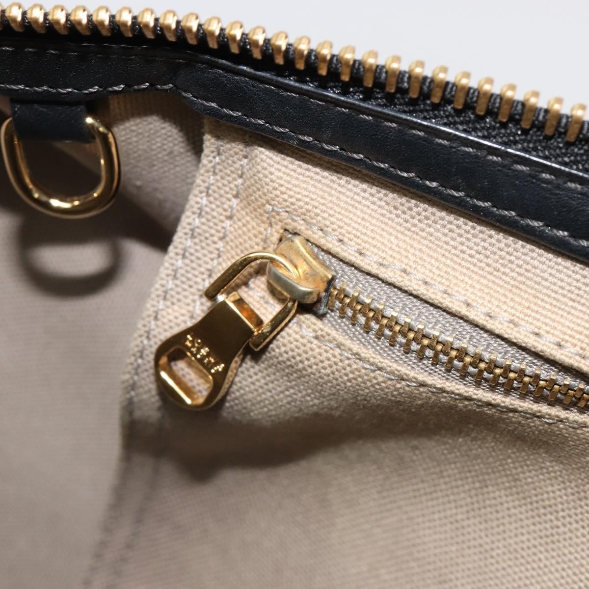 LOEWE Anagram Amazona 36 Hand Bag PVC Black Gold Auth 186081A