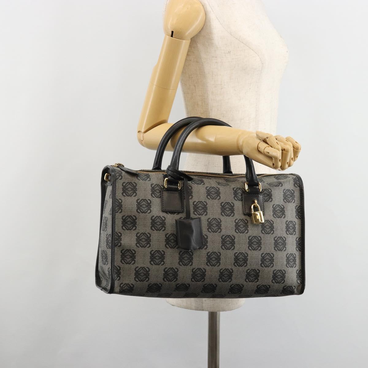 LOEWE Anagram Amazona 36 Hand Bag PVC Black Gold Auth 186081A