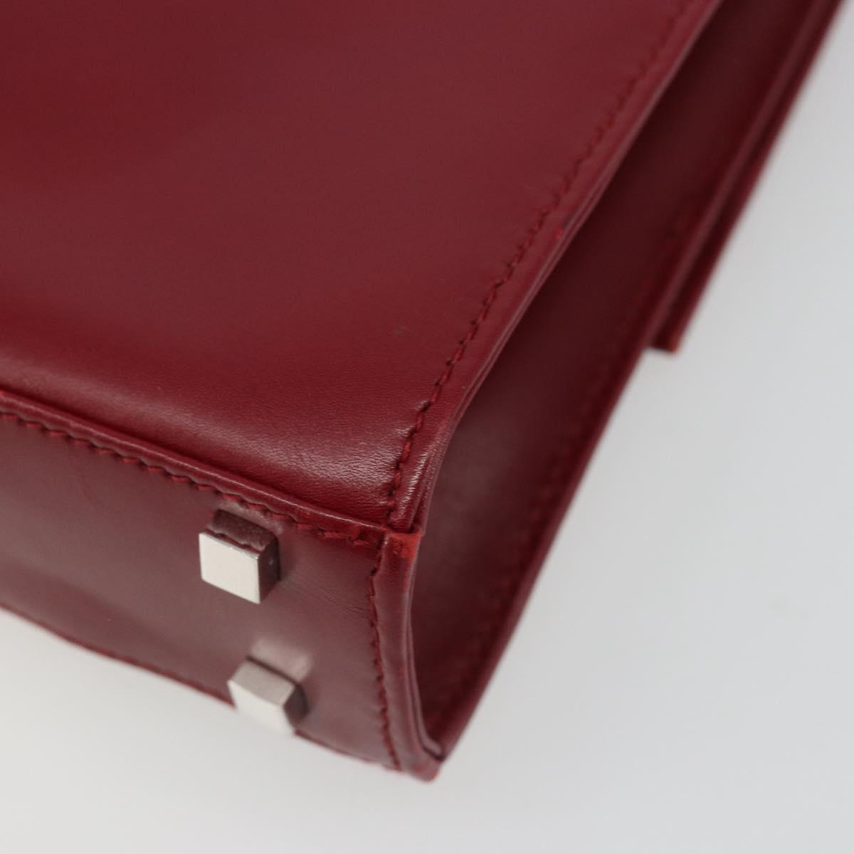 GUCCI Hand Bag Leather Red Silver Auth 186083