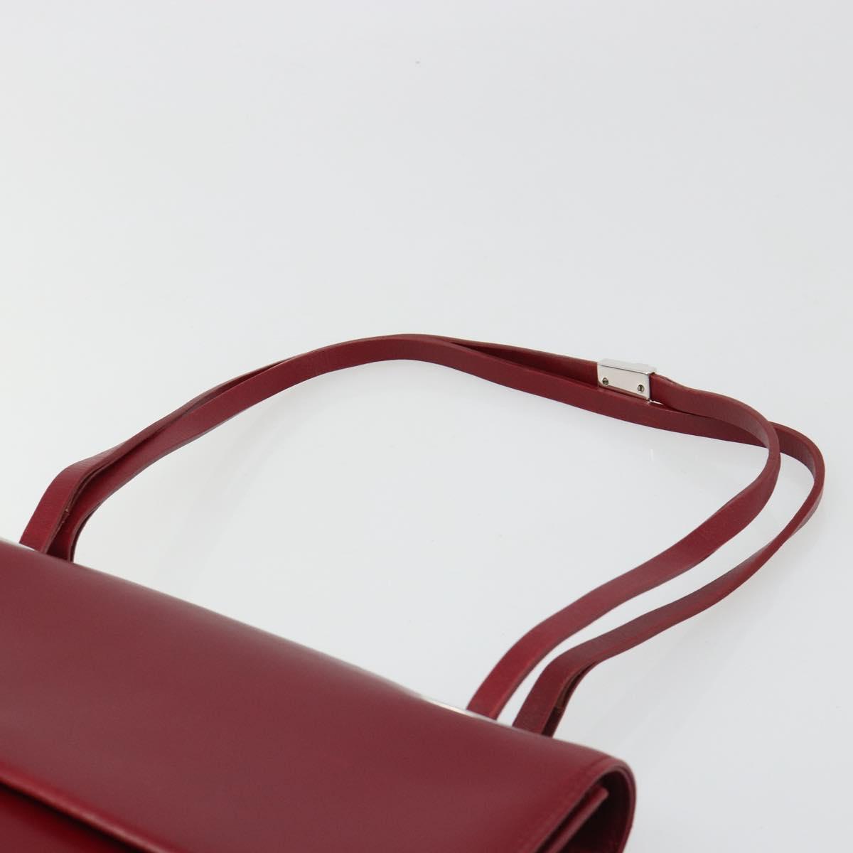 GUCCI Hand Bag Leather Red Silver Auth 186083