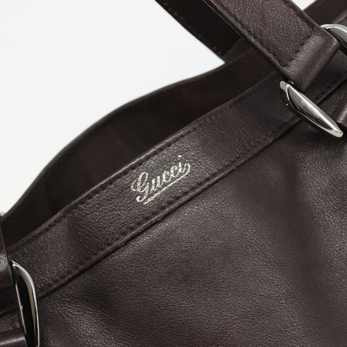 GUCCI Hand Bag Leather 2way Outlet Brown Silver 268641 Auth 186084A