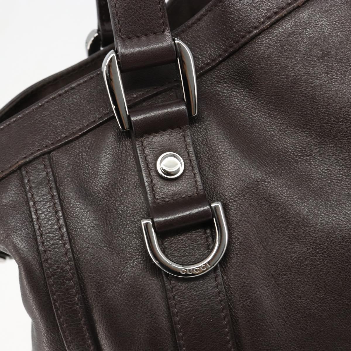 GUCCI Hand Bag Leather 2way Outlet Brown Silver 268641 Auth 186084A