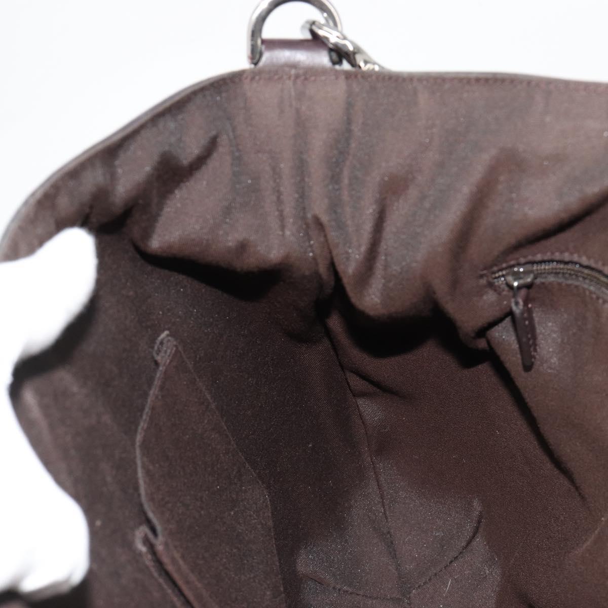 GUCCI Hand Bag Leather 2way Outlet Brown Silver 268641 Auth 186084A