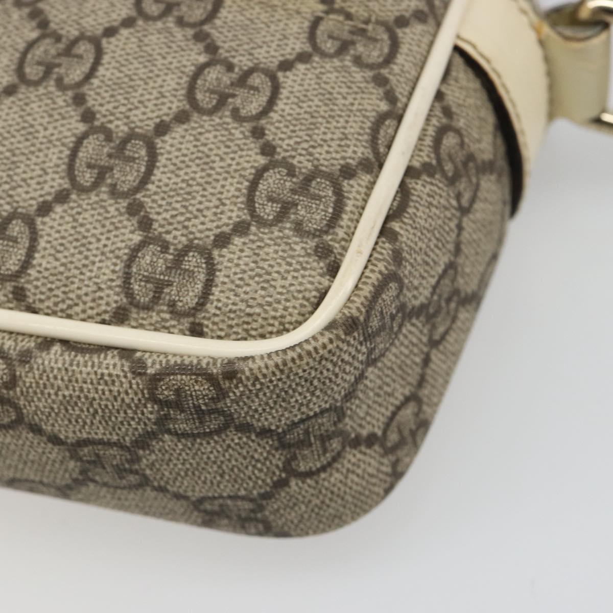 GUCCI GG Supreme Shoulder Bag PVC White Gold 201447 Auth 186085