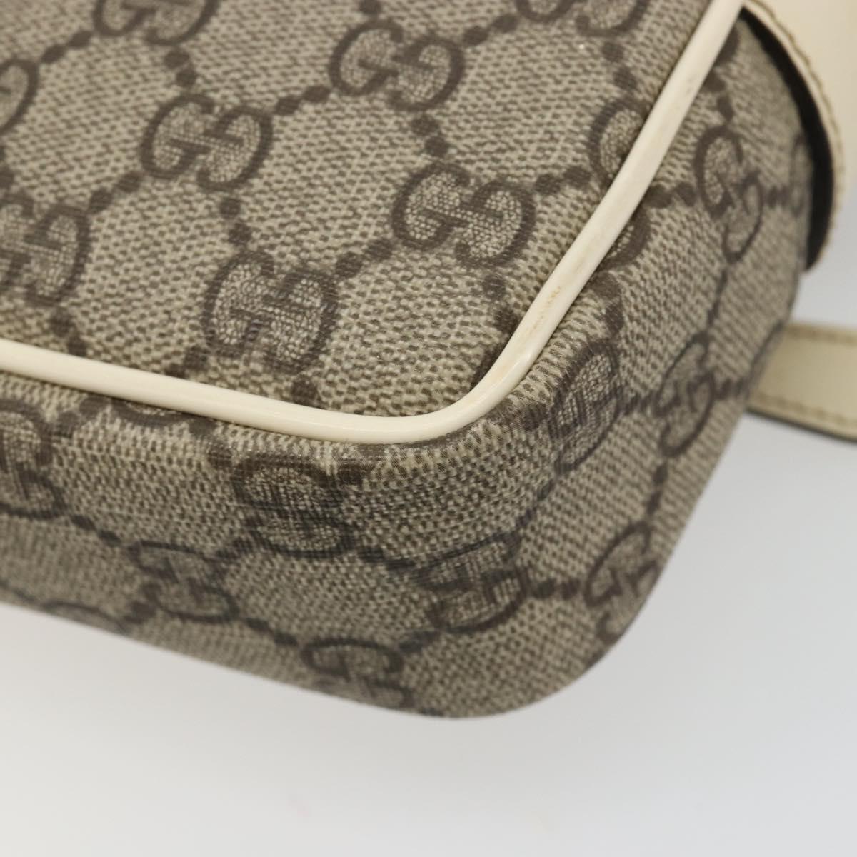GUCCI GG Supreme Shoulder Bag PVC White Gold 201447 Auth 186085